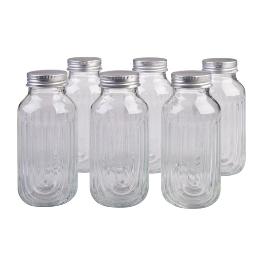 Melii Luxe Glass Fluted Juice Bottles Set of 6 250ml