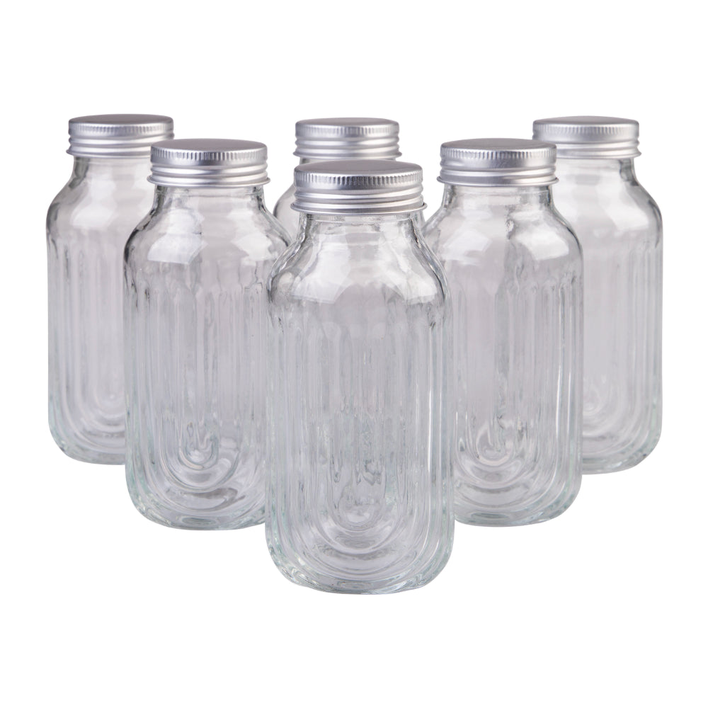 Melii Luxe Glass Fluted Juice Bottles Set of 6 250ml