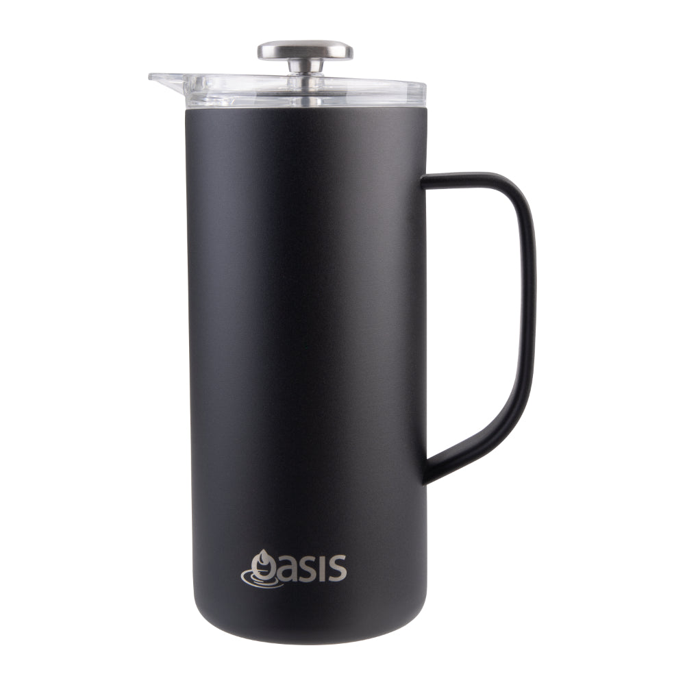 Oasis Stainless Steel Double Wall Insulated Coffee Press 4 Cup Black