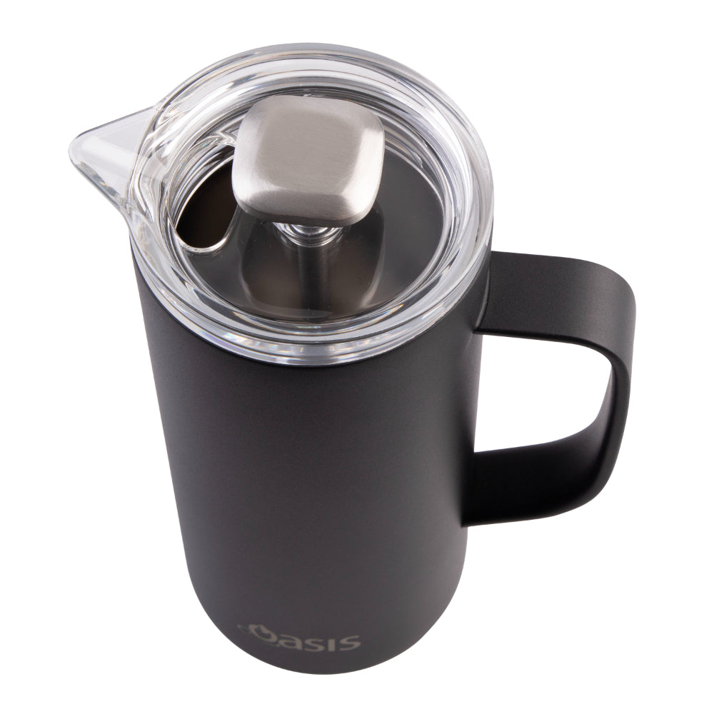 Oasis Stainless Steel Double Wall Insulated Coffee Press 4 Cup Black