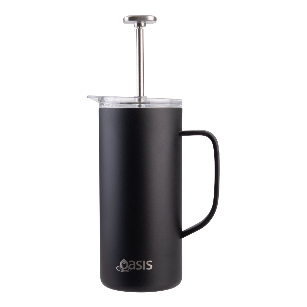 Oasis Stainless Steel Double Wall Insulated Coffee Press 4 Cup Black