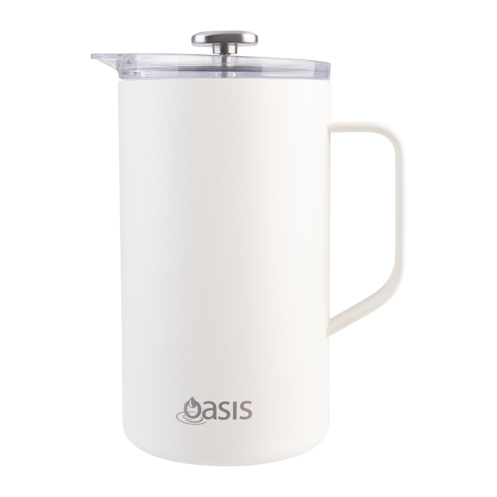 Oasis Stainless Steel Double Wall Insulated Coffee Press 8 Cup Alabaster