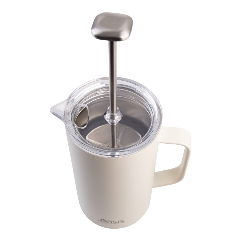Oasis Stainless Steel Double Wall Insulated Coffee Press 8 Cup Alabaster