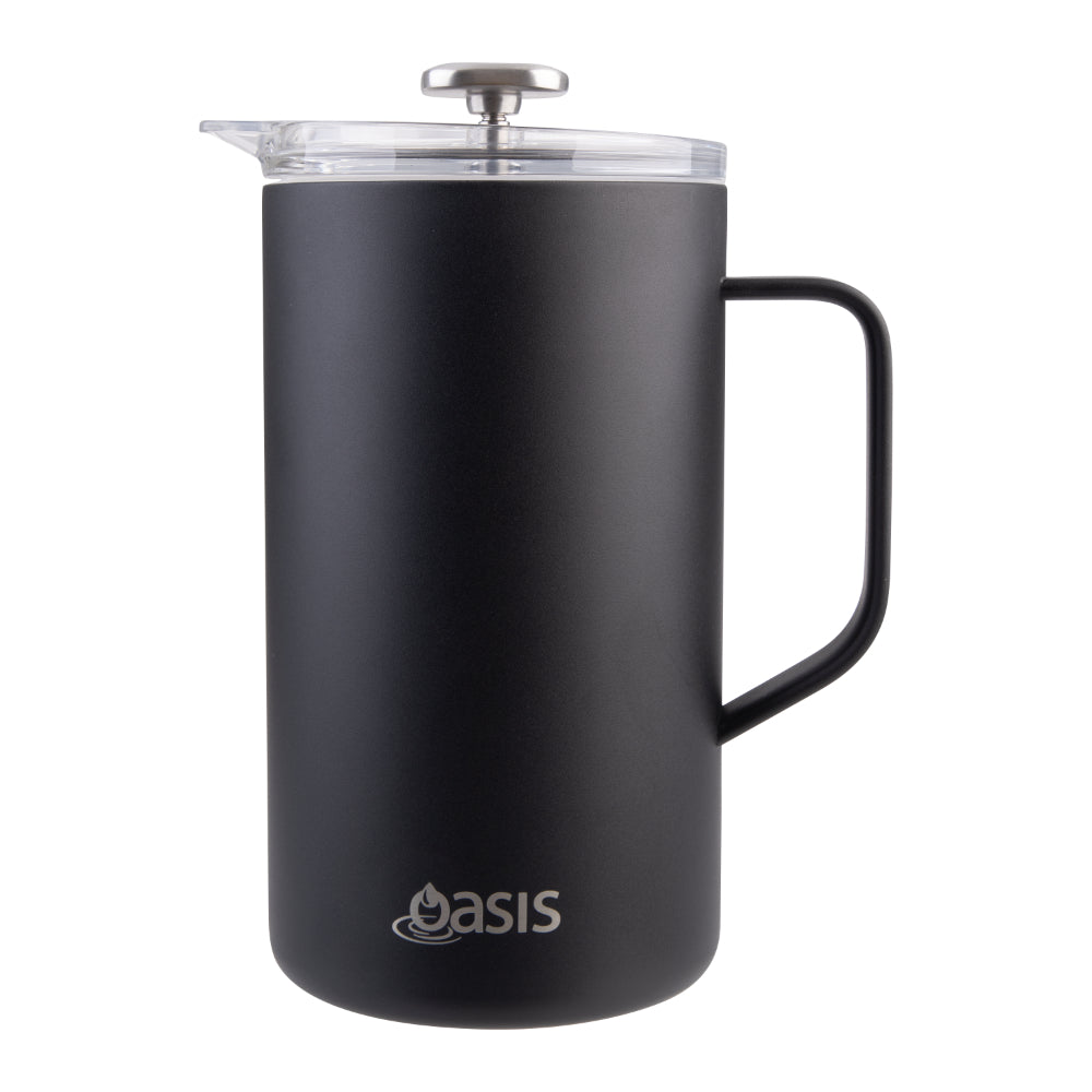 Oasis Stainless Steel Double Wall Insulated Coffee Press 8 Cup Black
