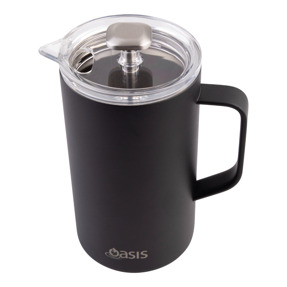Oasis Stainless Steel Double Wall Insulated Coffee Press 8 Cup Black
