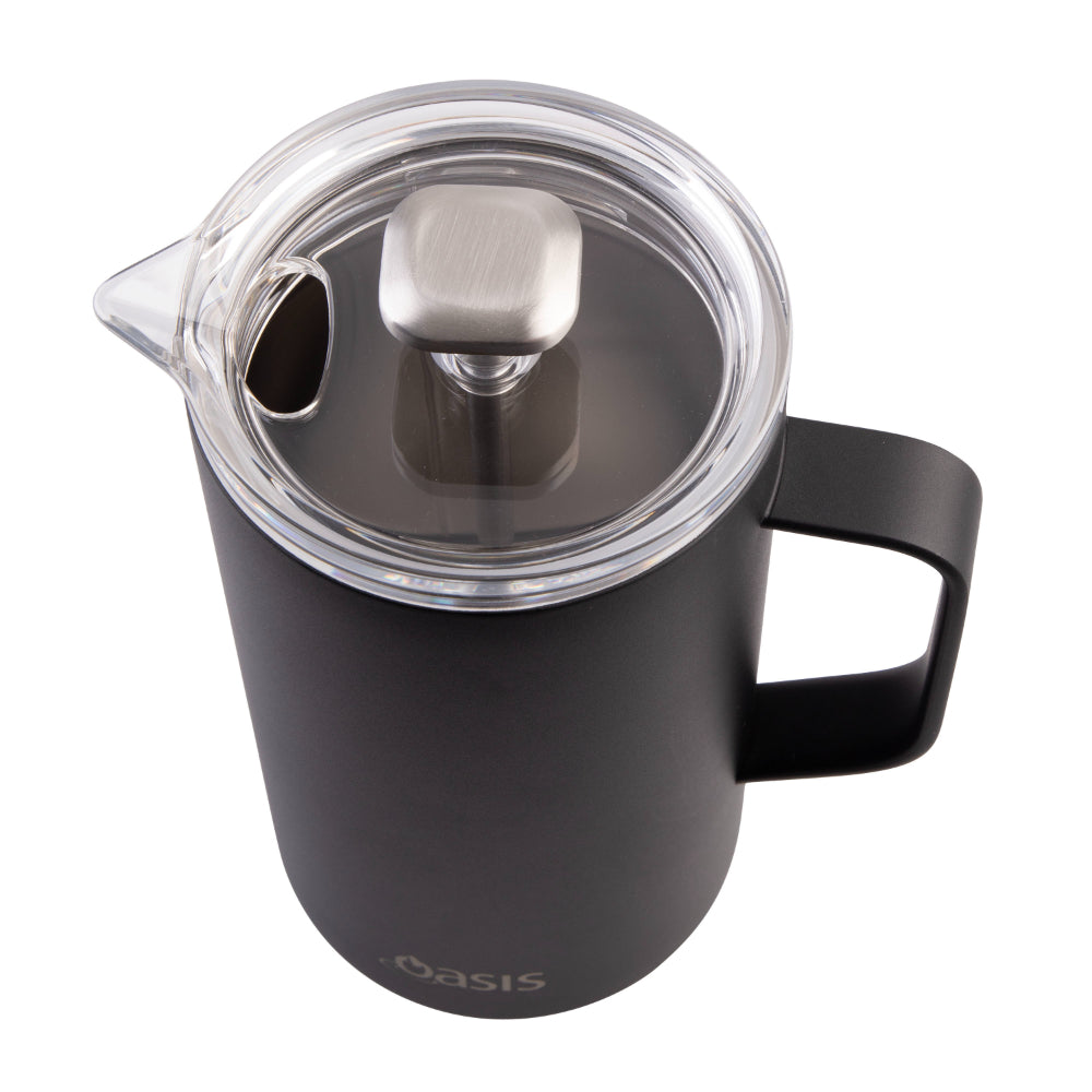 Oasis Stainless Steel Double Wall Insulated Coffee Press 8 Cup Black