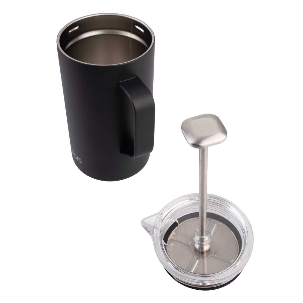 Oasis Stainless Steel Double Wall Insulated Coffee Press 8 Cup Black