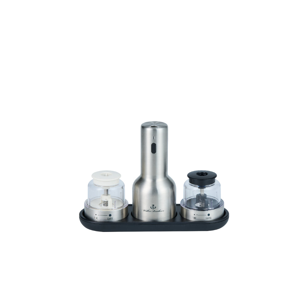 Wilkie Brothers Rechargeable Salt & Pepper Grinder With Tray & Cable