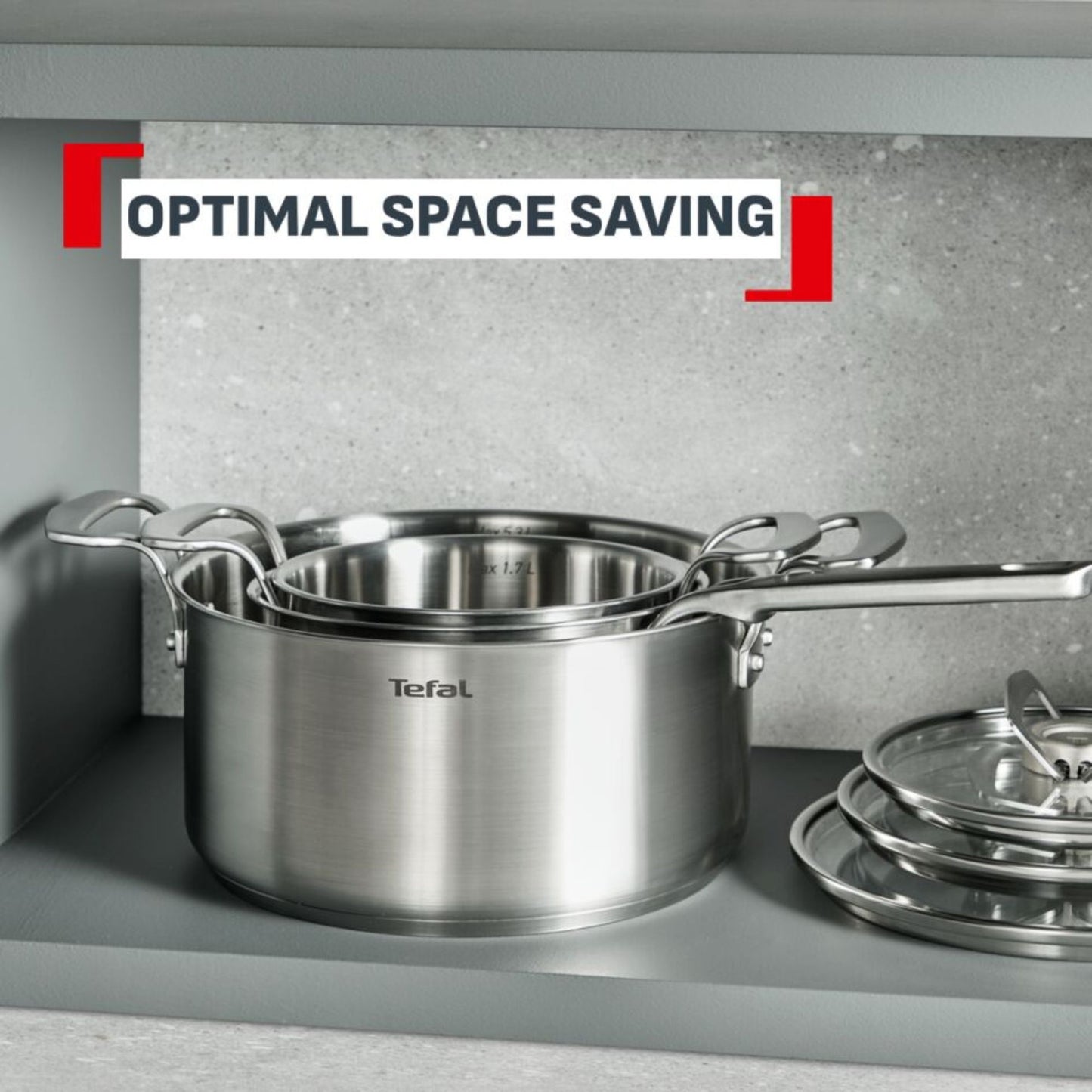Tefal Space+ Extreme Induction Stainless Steel Saucepan 18cm & Lid