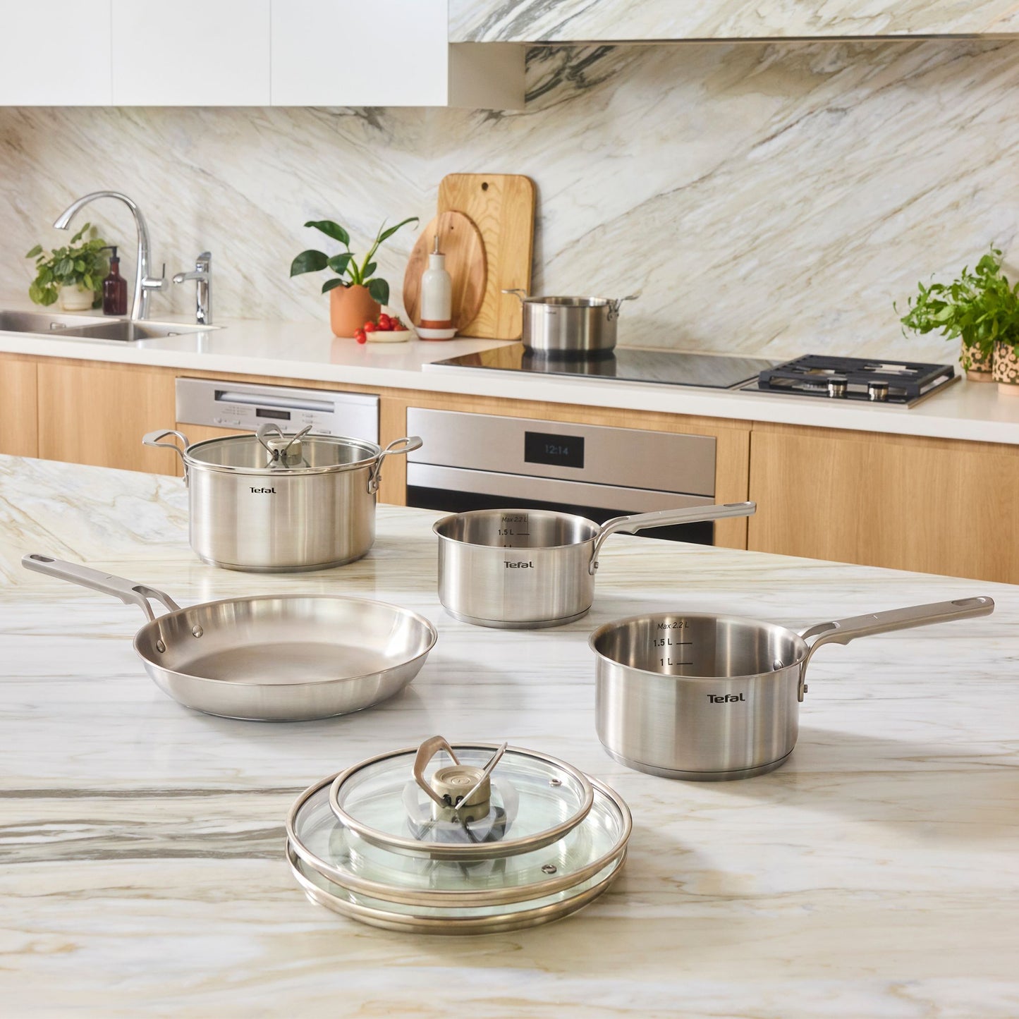 Tefal Space+ Extreme Induction 5 Piece Stainless Steel Pot Set