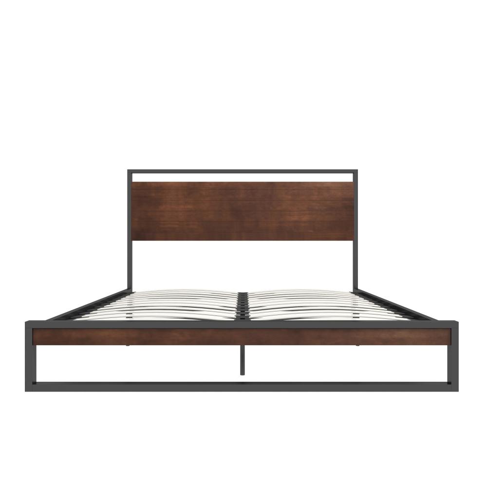Milano Decor Azure Metal Bed Frame With Wooden Headboard Single