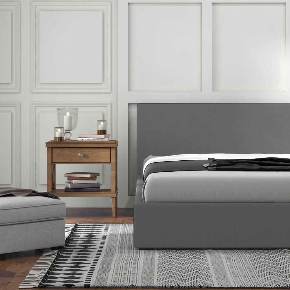 Milano Decor Luxury Gas Lift Bed With Headboard Grey
