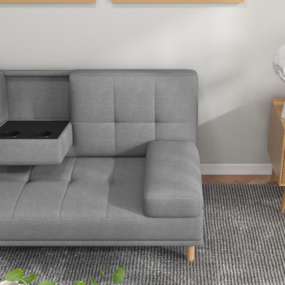 Casa Decor Mendoza Grey 2 In 1 Sofa with Drink Holder
