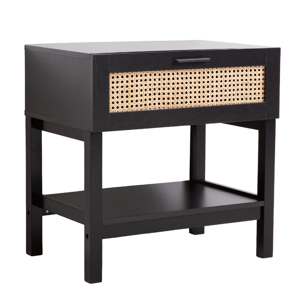 Casa Decor Tulum Black Rattan Bedside Table - MyHouse
