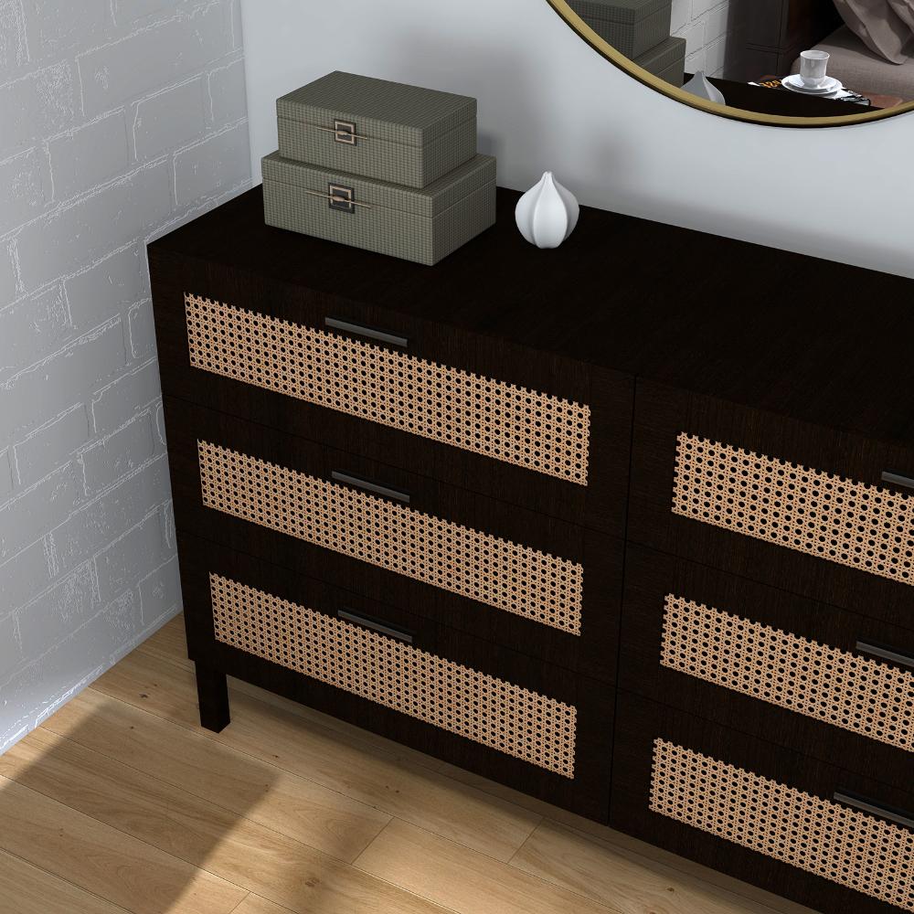 Casa Decor Tulum Black Rattan Chest Of Drawers