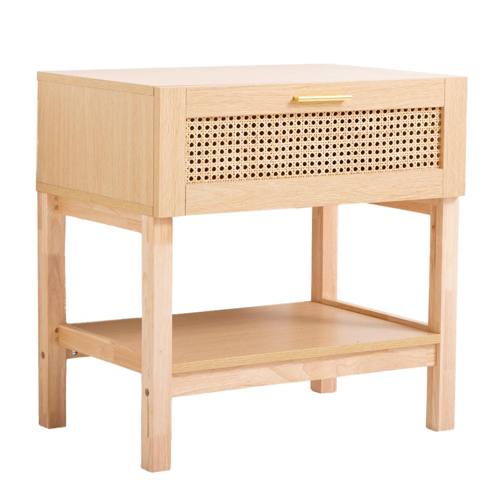 Casa Decor Santiago Oak Rattan Bedside Table - MyHouse