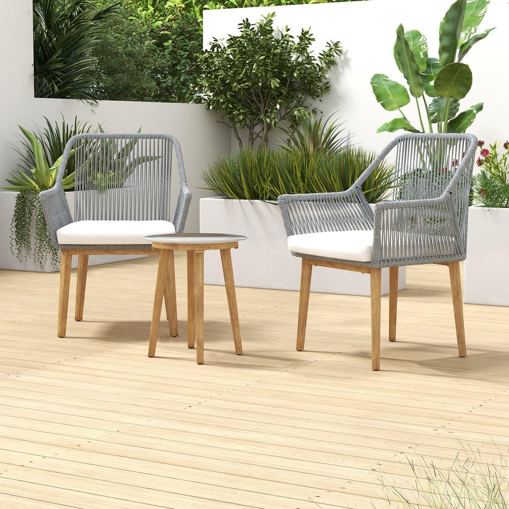 Arcadia Furniture 3 Piece Bistro Set Weather Resistant Outdoor Dark Grey