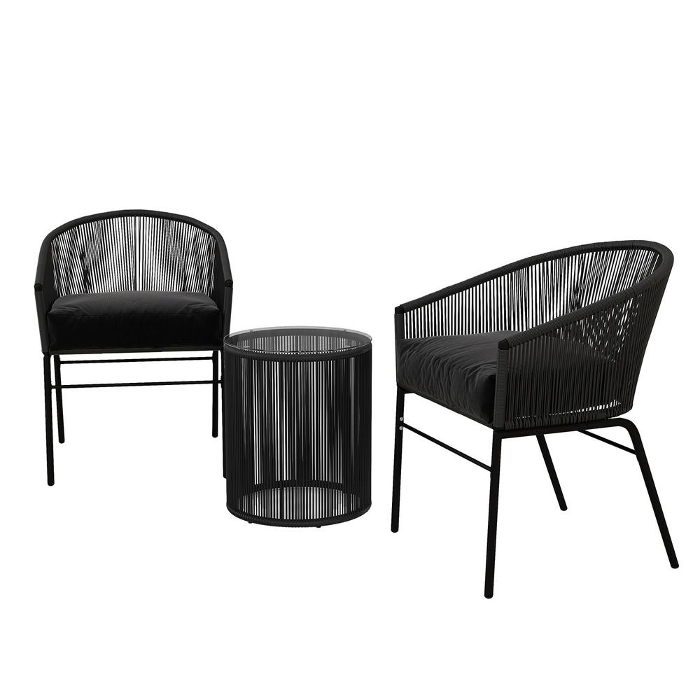 Arcadia Furniture 3 Piece Outdoor Patio Set Weather Resistant Black