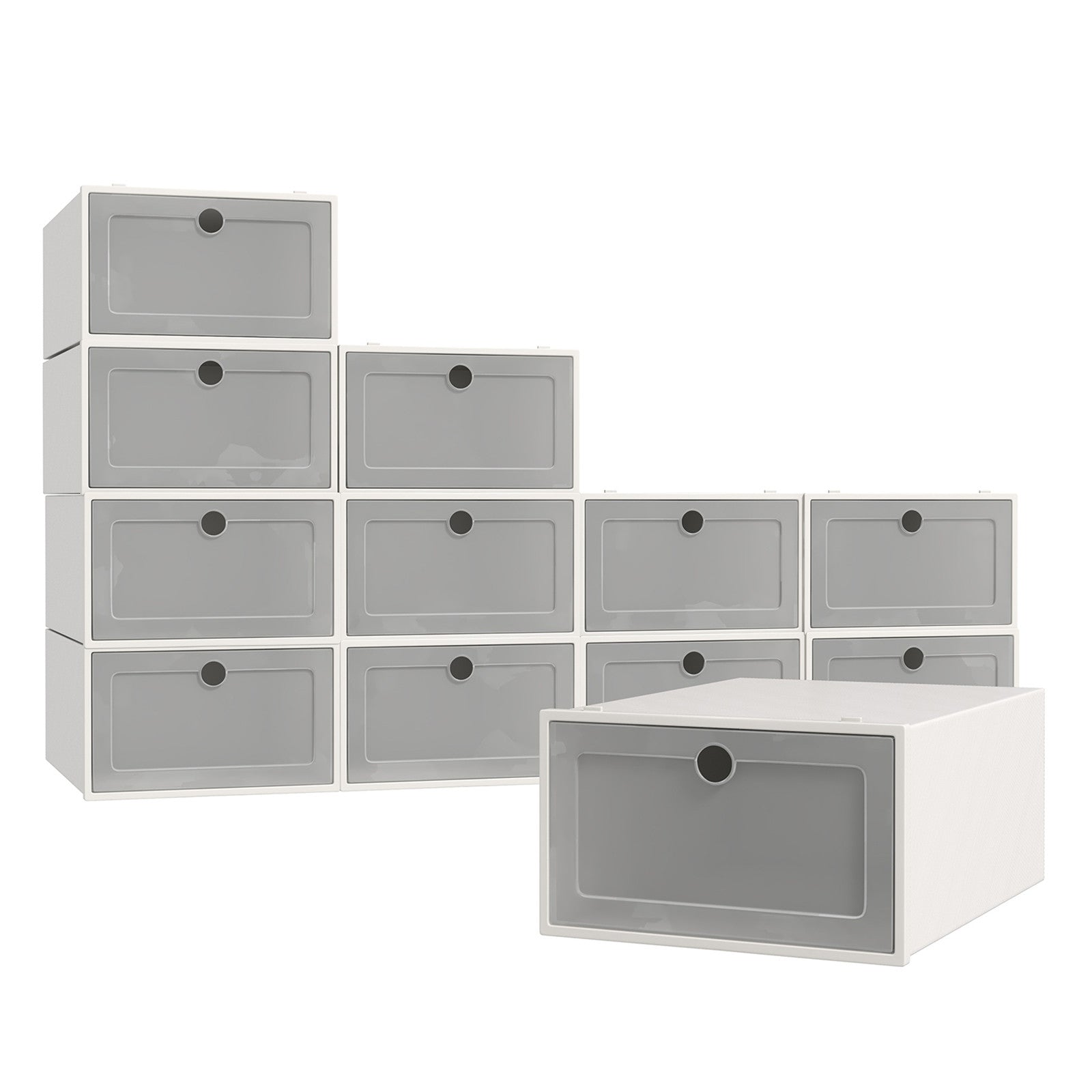 12 Piece Stackable Transparent Shoe Organiser Set - MyHouse