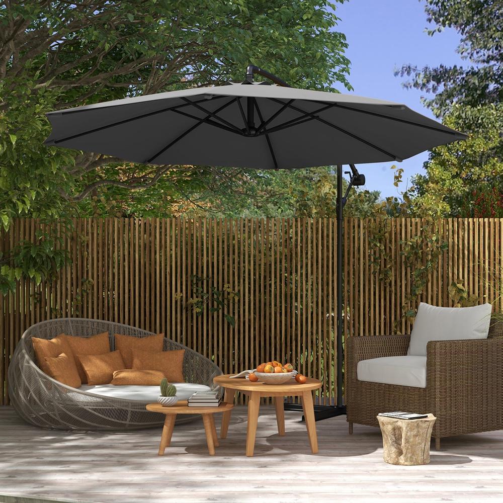 Milano Decor 3m Outdoor Umbrella Cantilever with Protective Cover Grey