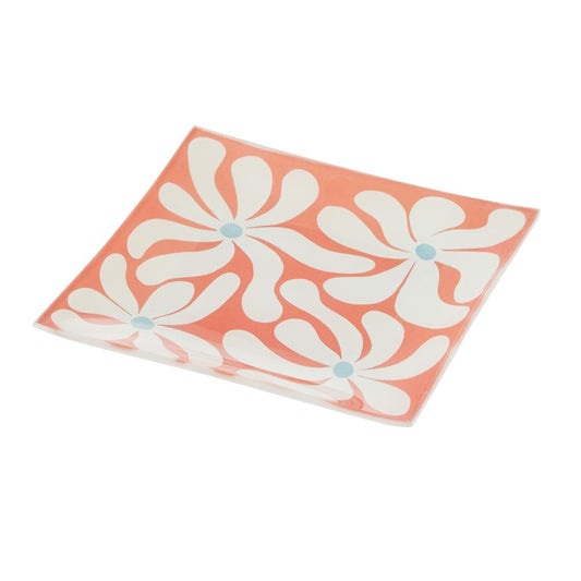 Emporium Lulu Glass Square Flower Plate orange - MyHouse