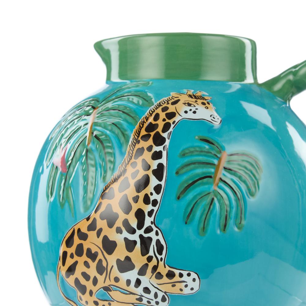 Emporium Fuller Giraffe Vase in Blue with green twisted handle - MyHouse