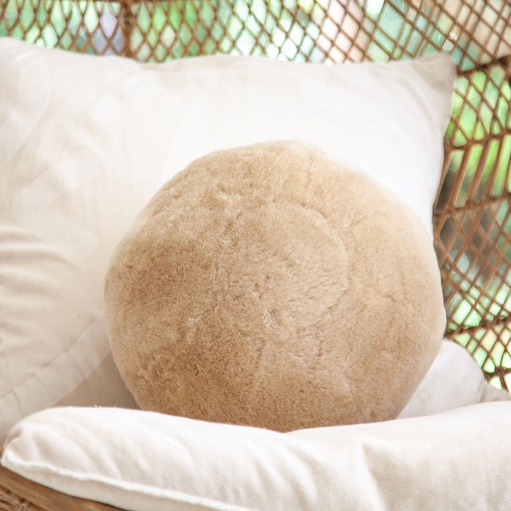 Fibre by Auskin Sheepskin Shorn Ball Cushion 28cm