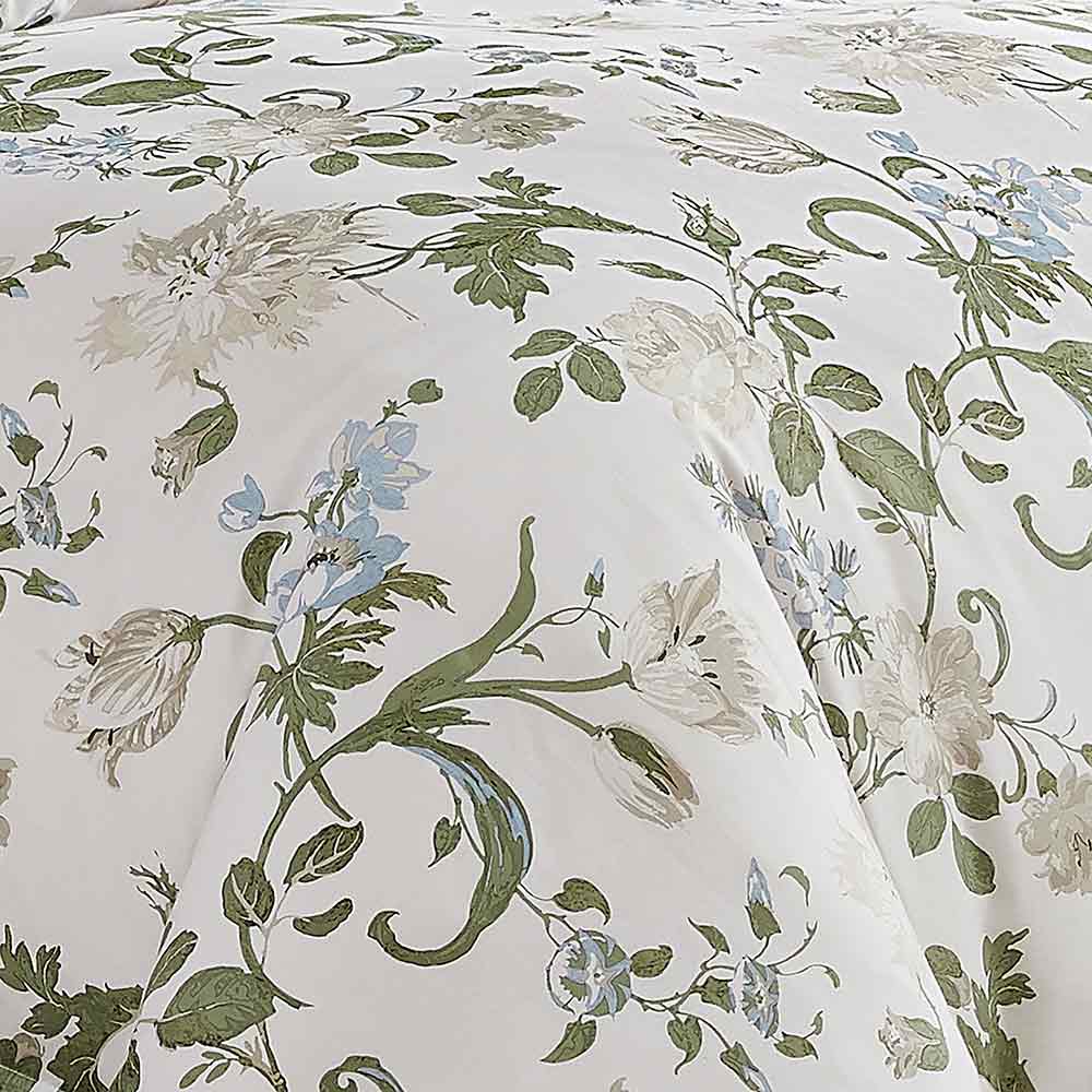 Laura Ashley Rosalind Seaspray Quilt Cover Set floral and stripe quilt cover at MyHouse