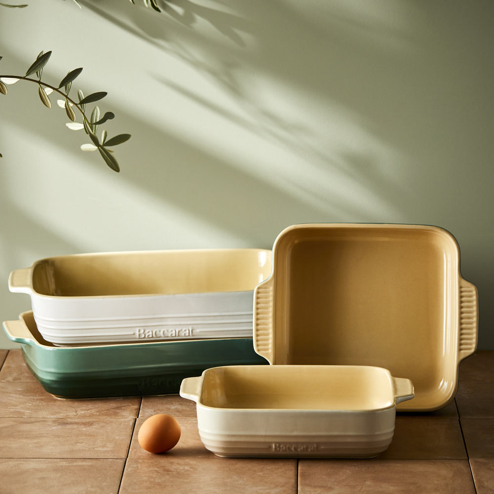 Baccarat Le Connoisseur Stoneware Square Baking Dish 24cm Cream