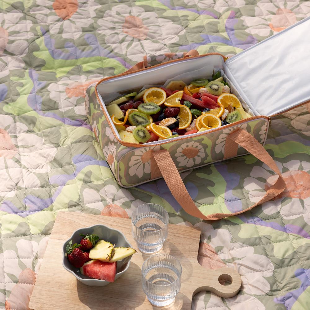 Insulated Food Carrier filled with fruit salad 