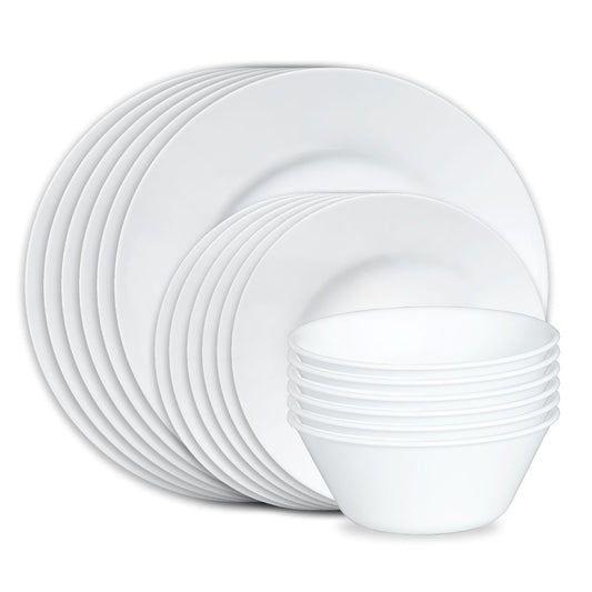 Corelle Dazzling White Wide Rim 18 Piece Dinner Set