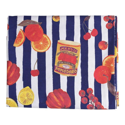 Porto Valentina Tablecloth 230 x 150cm Blue Stripe Tomato Medley at MyHouse