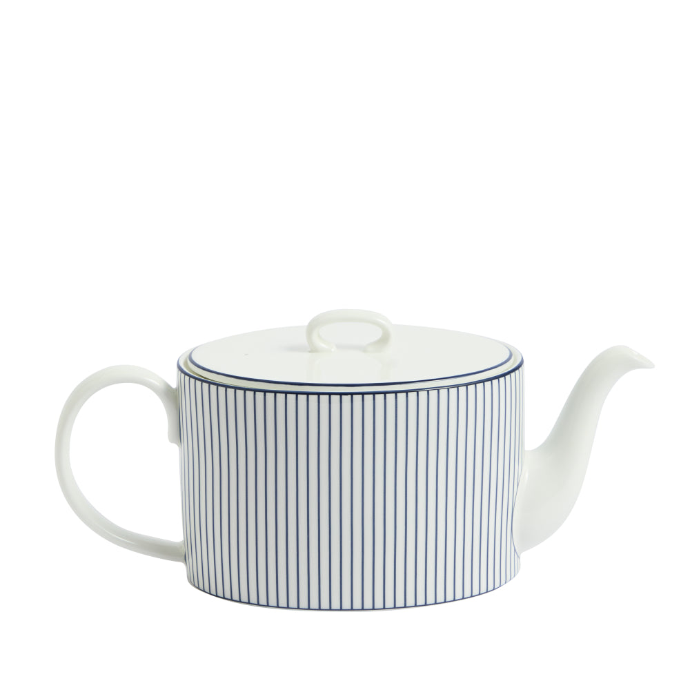 Wedgwood Gio Blue Teapot 940ml Pinstripe White