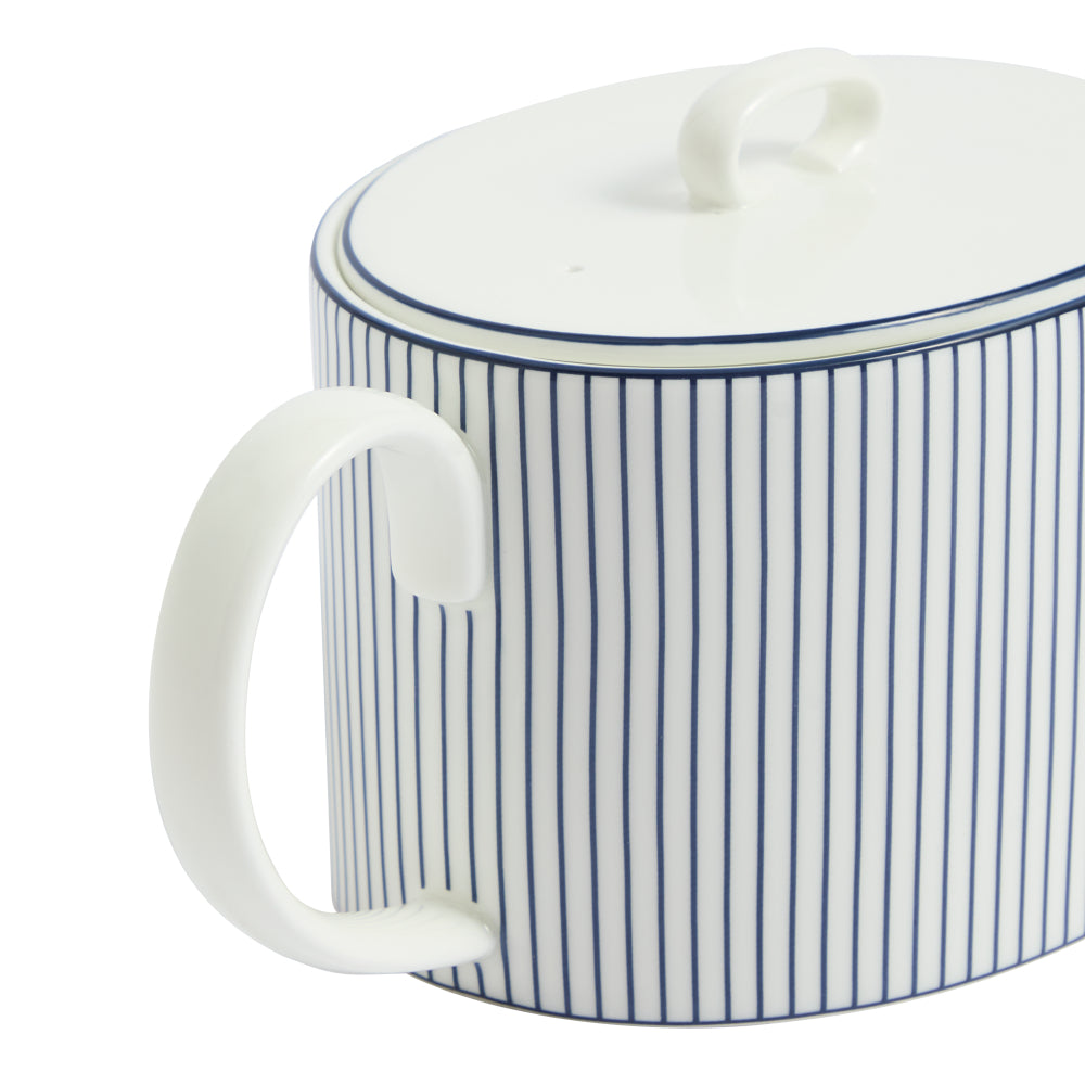Wedgwood Gio Blue Teapot 940ml Pinstripe White