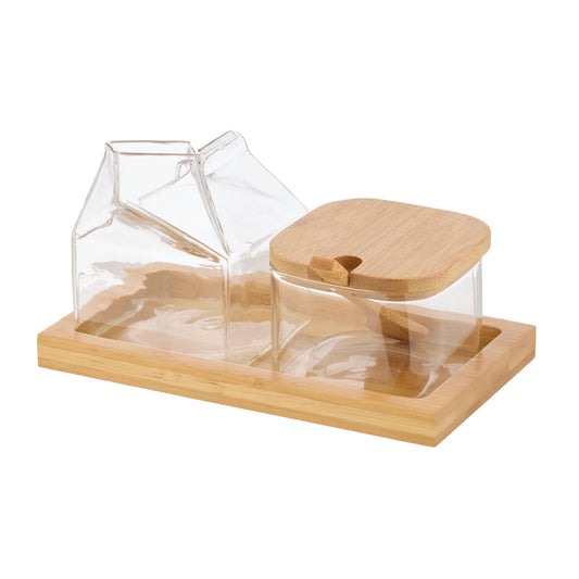 Leaf & Bean Glass Milk & Sugar Set 