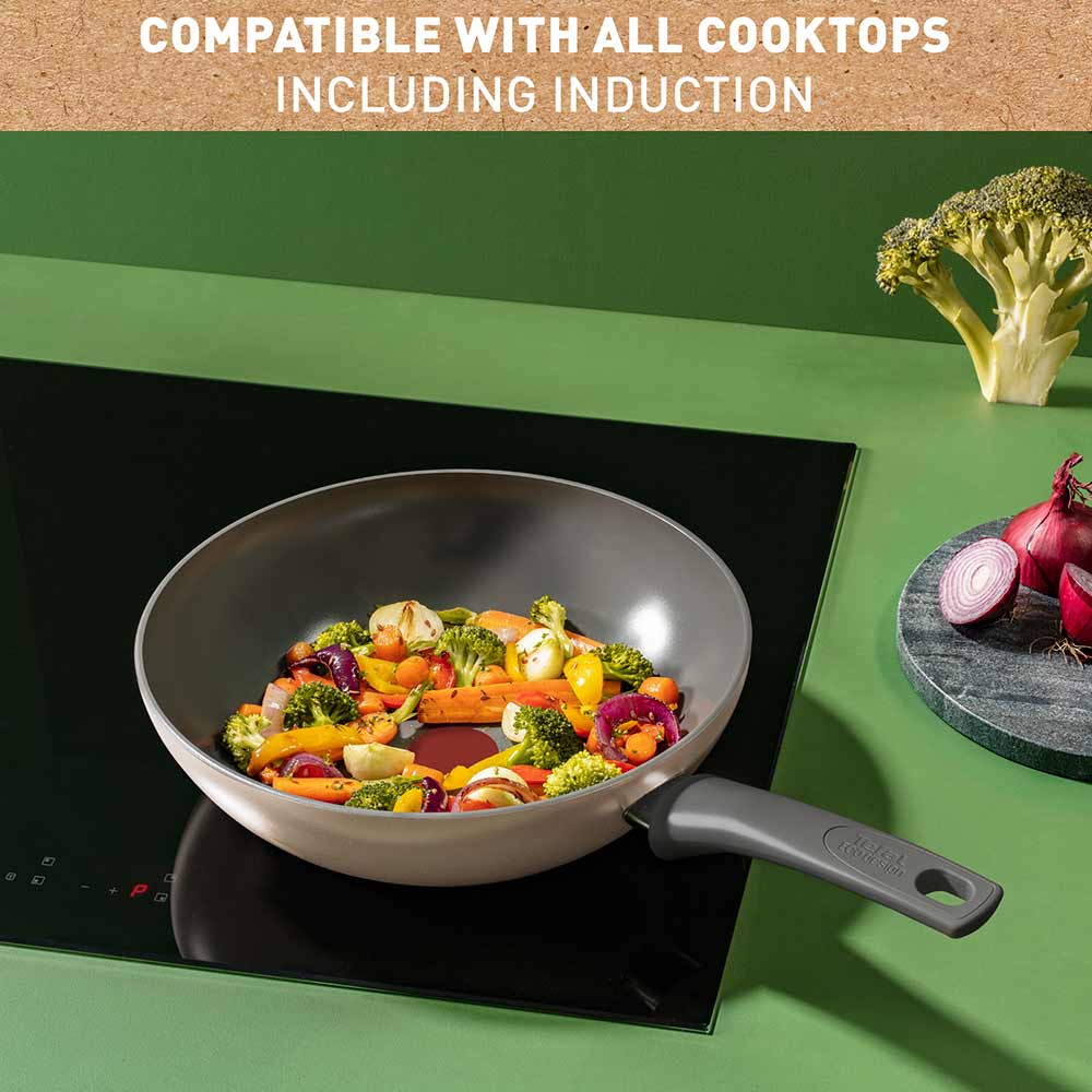 Tefal Revive Ceramic Induction Non-Stick Wok 28cm infographic at MyHouse