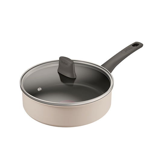 Tefal Revive Ceramic Induction Non-Stick Saute Pan and Lid 24cm Cream at MyHouse