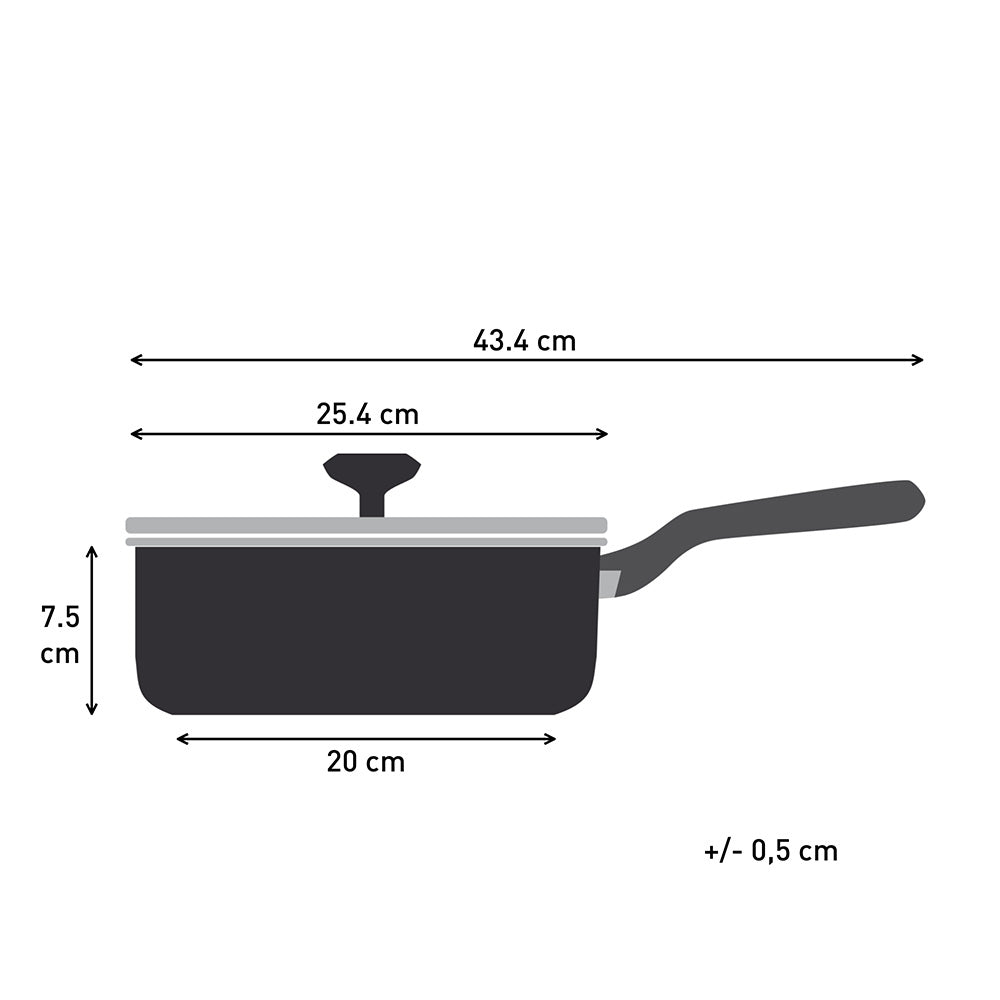 Tefal Revive Ceramic Induction Non-Stick Saute Pan and Lid 24cm measurement infographic at MyHouse