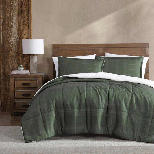 Ardor Boudoir Avalon Faux Fur Sherpa 3 Piece Comforter Set Green at MyHouse