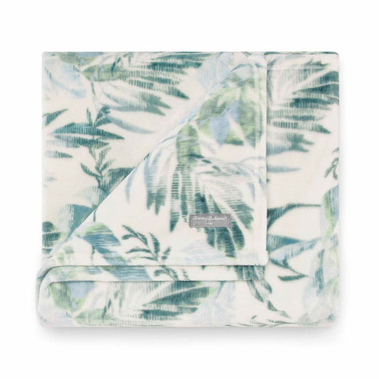 Tommy Bahama Wallpaper Leaves Throw Green at MyHouse