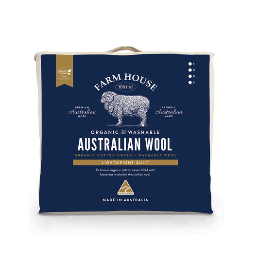 Tontine Farmhouse Lightweight Washable Wool Quilt packaging at MyHouse