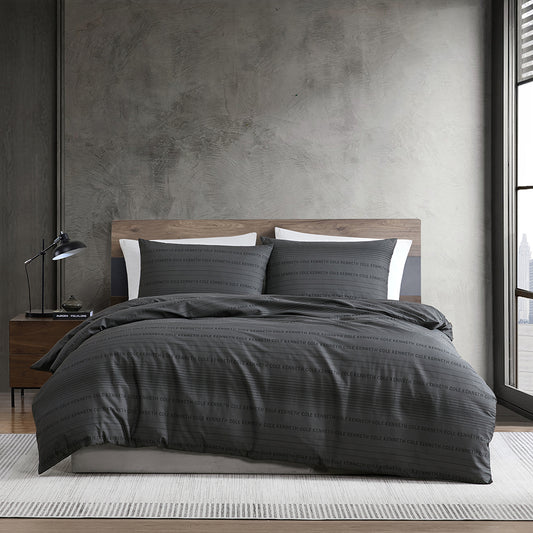Kenneth Cole Soho Logo Stripe Quilt Cover Set