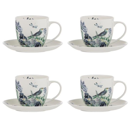 Ashdene Iris Garden Set of 4 Cups & Saucers