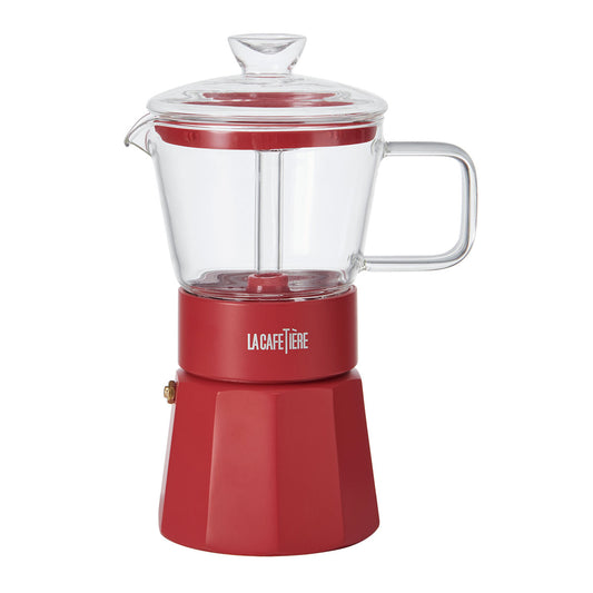 La cafetiere Verona Six Cup Glass Espresso Maker Red