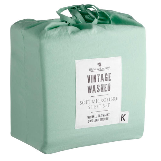 Blake & Lindsay Vintage Washed Microfibre seamist color sheet set packaged in a matching fabric storage bag