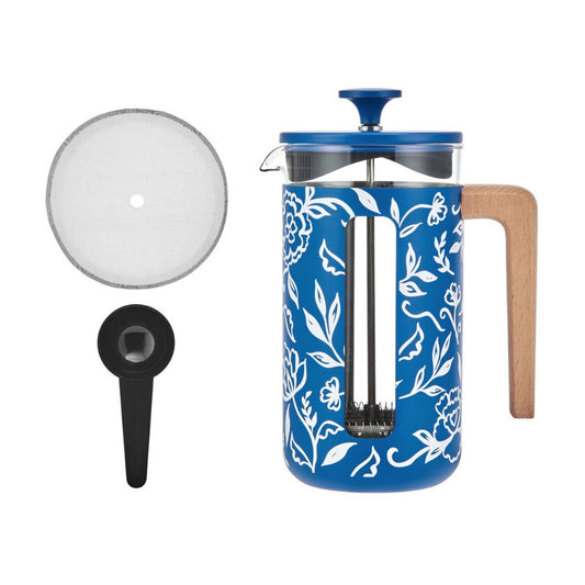 La Cafetiere Pisa Stainless Steel Cafetiere Blue Fiorato