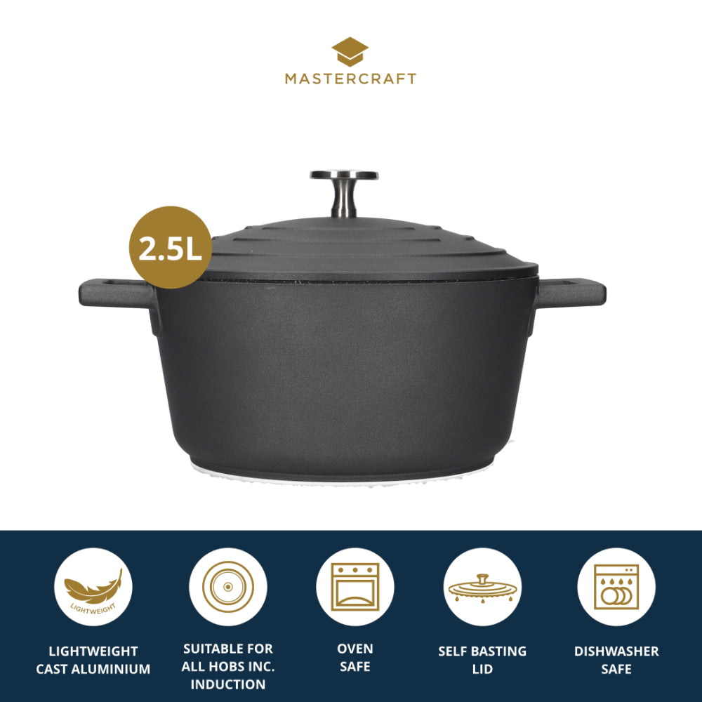 Mastercraft Casserole Dish Cast Aluminium 20cm Black
