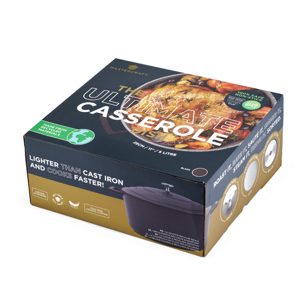 Mastercraft Casserole Dish Cast Aluminium 28cm Black