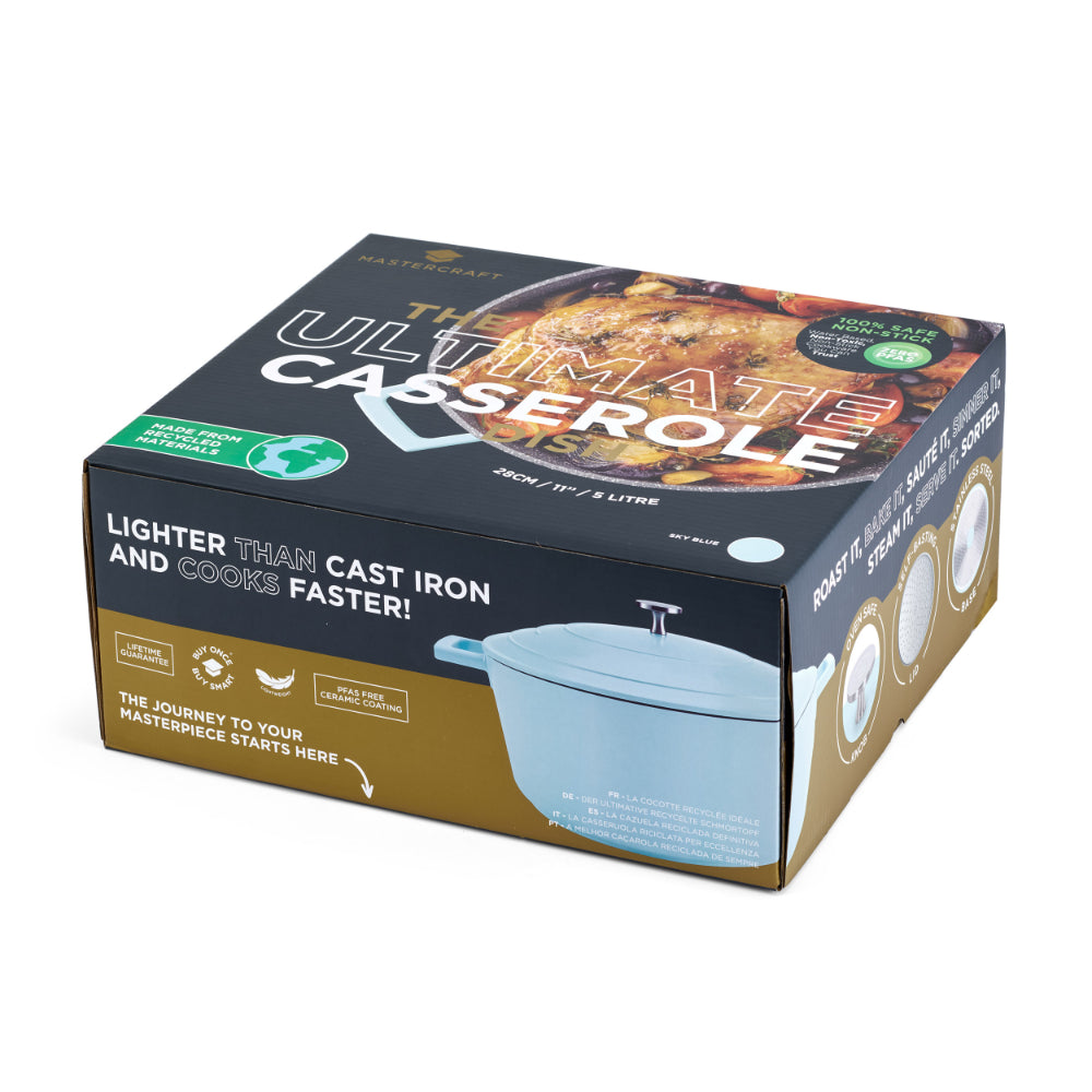 Mastercraft Casserole Dish Cast Aluminium 28cm Sky Blue