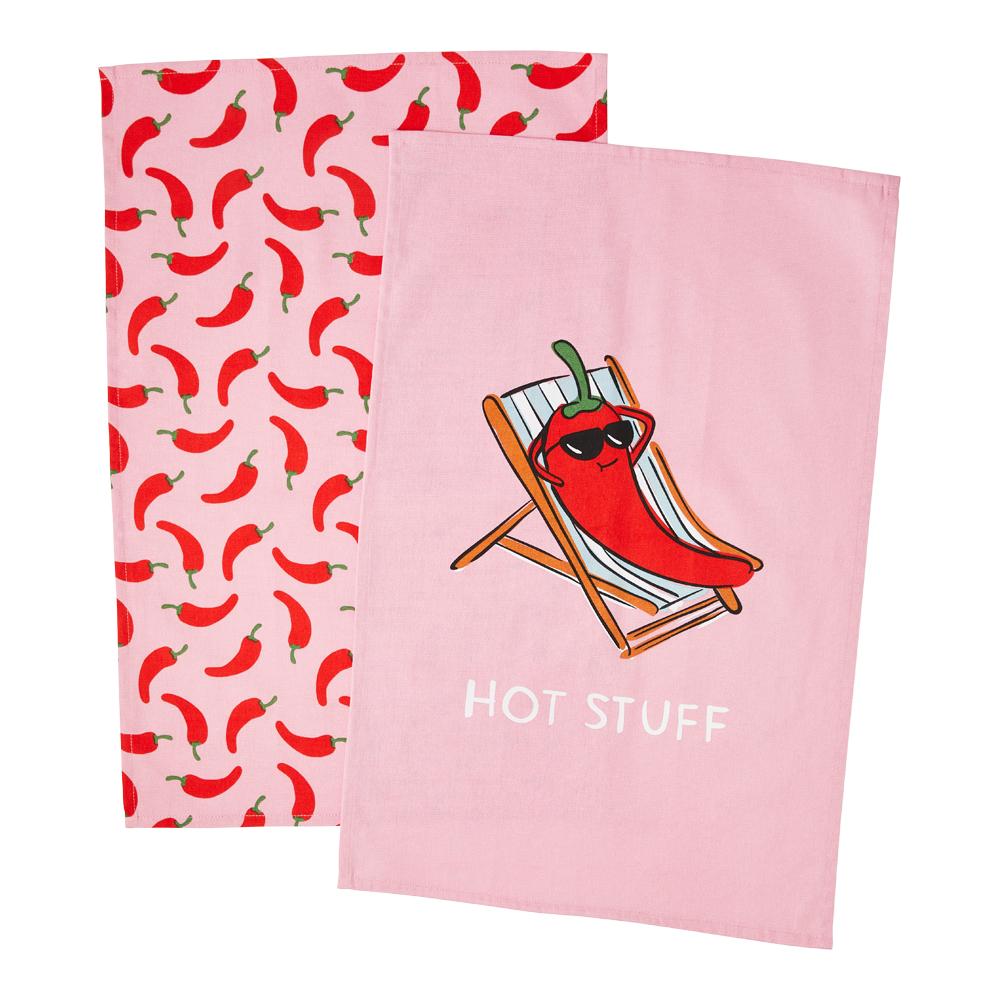 Adorn Living Set of 2 Hot Stuff Tea Towels